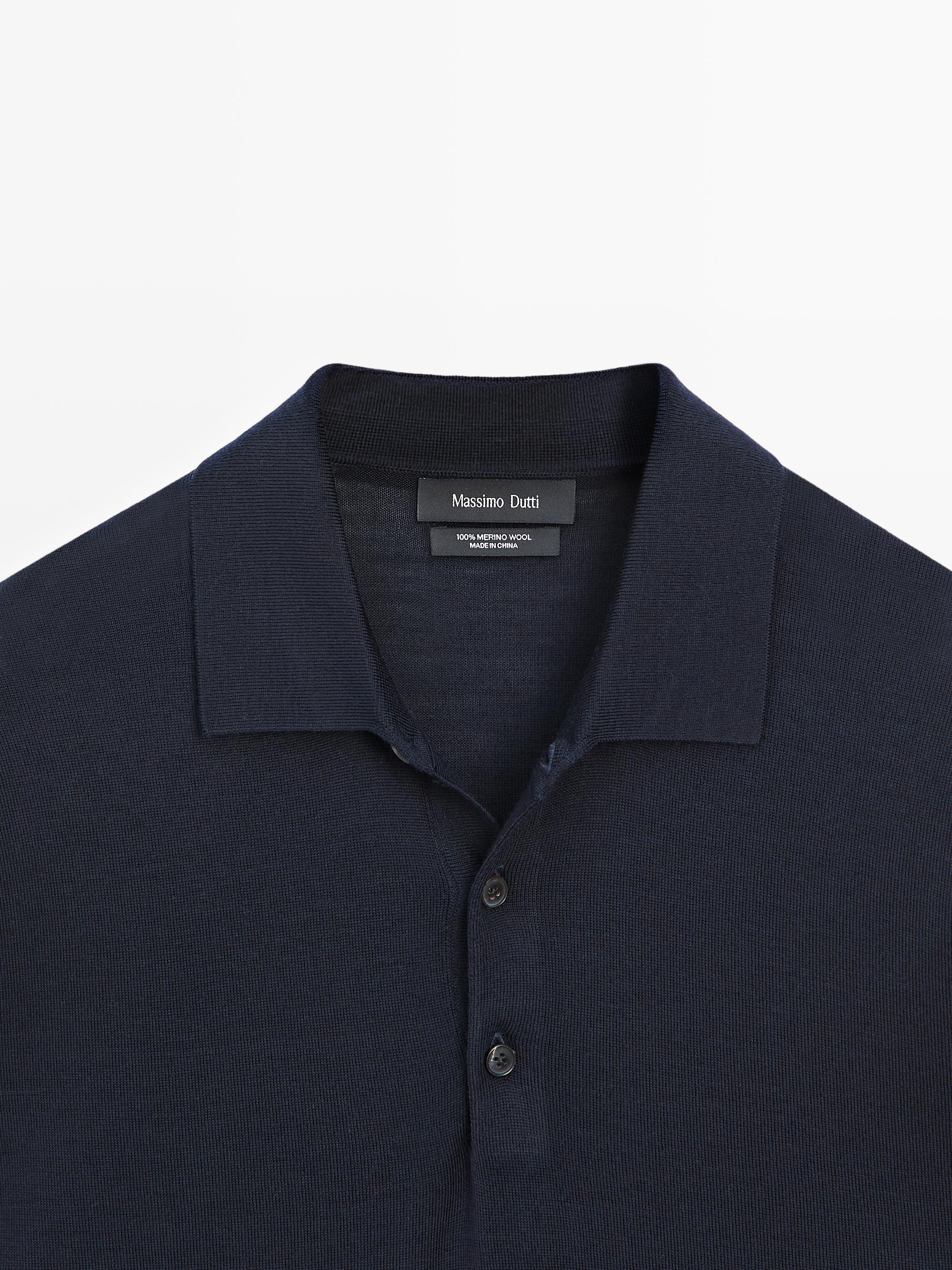 Pull en maille à col polo 100 % laine